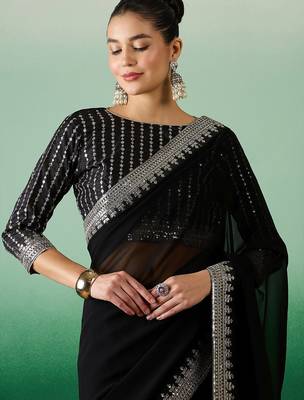 Black sequined  georgette sarees 5