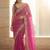 Pink embellished embroidered sarees with unstitched blouse piece