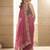 Pink embellished embroidered sarees with unstitched blouse piece