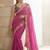 Pink embellished embroidered sarees with unstitched blouse piece