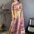 Gold woven design zari silk blend kanjeevaram saree with blouse piece