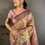 Gold woven design zari silk blend kanjeevaram saree with blouse piece