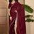 Maroon embellished tissue sarees with unstitched blouse piece