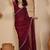 Maroon embellished tissue sarees with unstitched blouse piece