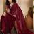 Maroon embellished tissue sarees with unstitched blouse piece