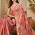 Pink ethnic motifs zari organza handloom saree