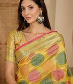 Yellow woven design zari saree