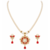 Certified Natural Freshwater Pearl Necklace Set with Red Stone Pendant