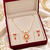 Certified Natural Freshwater Pearl Necklace Set with Red Stone Pendant