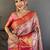 Blue ethnic motifs woven design zari silk blend kanjeevaram saree with blouse piece