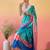 Blue printed saree with unstitched blouse