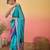 Blue printed saree with unstitched blouse