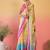 Yellow colourblocked satin saree with unstitched blouse