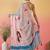 Peach abstract printed saree with unstitched blouse