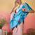 Peach abstract printed saree with unstitched blouse
