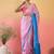 Pink striped satin saree