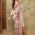Beige ethnic motifs printed thread work silk cotton tussar saree with blouse