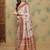 Beige ethnic motifs printed thread work silk cotton tussar saree with blouse