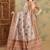 Beige ethnic motifs printed thread work silk cotton tussar saree with blouse