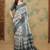 Grey warli printed silk cotton tussar saree with matching blouse