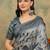 Grey warli printed silk cotton tussar saree with matching blouse