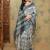 Grey warli printed silk cotton tussar saree with matching blouse
