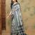 Grey warli printed silk cotton tussar saree with matching blouse