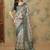Grey warli printed silk cotton tussar saree with matching blouse