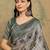 Grey warli printed silk cotton tussar saree with matching blouse