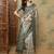 Grey warli printed silk cotton tussar saree with matching blouse