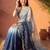 Blue ombre mirror work tissue saree