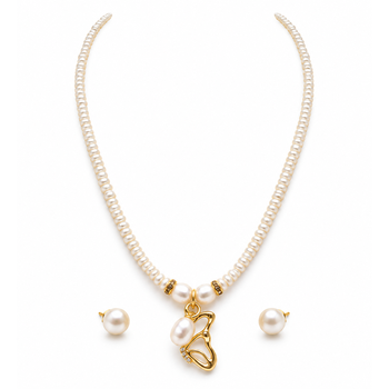 Certified Natural Freshwater Pearl Necklace Set with Pendant & Stud Earrings 1
