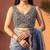 Blue ombre mirror work tissue saree