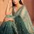 Teal ombre embroidered tissue ]saree