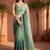 Teal ombre embroidered tissue ]saree