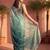 Teal ombre embroidered tissue ]saree