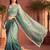 Teal ombre embroidered tissue ]saree