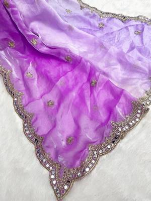 Lavender ombre mirror work tissue saree 5