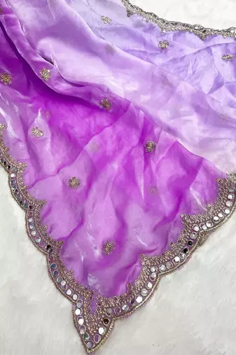 Lavender ombre mirror work tissue saree