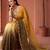 Yellow women ombre embroidered tissue saree