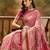 Pink geometric woven design patola saree with blouse piece