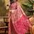 Pink geometric woven design patola saree with blouse piece