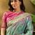 Blue woven design organza patola saree