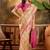 Beige woven design patola saree with unstitched blouse