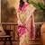 Beige woven design patola saree with unstitched blouse