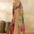 Multicolor ethnic motifs mirror work silk blend designer saree
