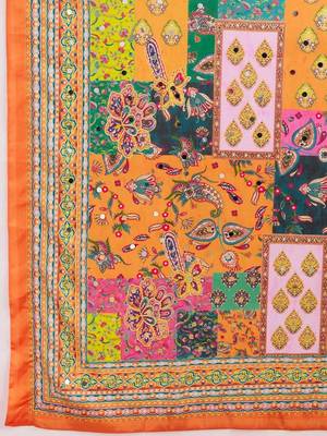 Multicolor ethnic motifs mirror work silk blend designer saree 5