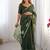 Green shimmer chiffon embroideried sequin work scalloped border blouse piece & sarees