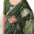 Green shimmer chiffon embroideried sequin work scalloped border blouse piece & sarees