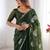 Green shimmer chiffon embroideried sequin work scalloped border blouse piece & sarees